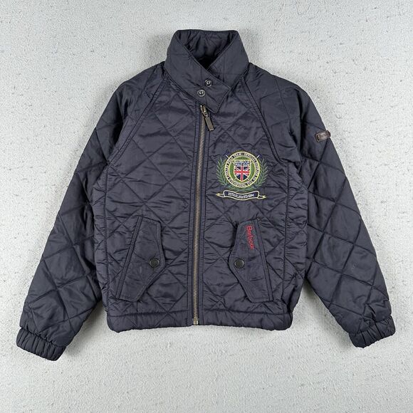 Barbour Jacket Youth XS 4/5 Blue Quilted Rambler Polo Club Cavalry Team Full Zip